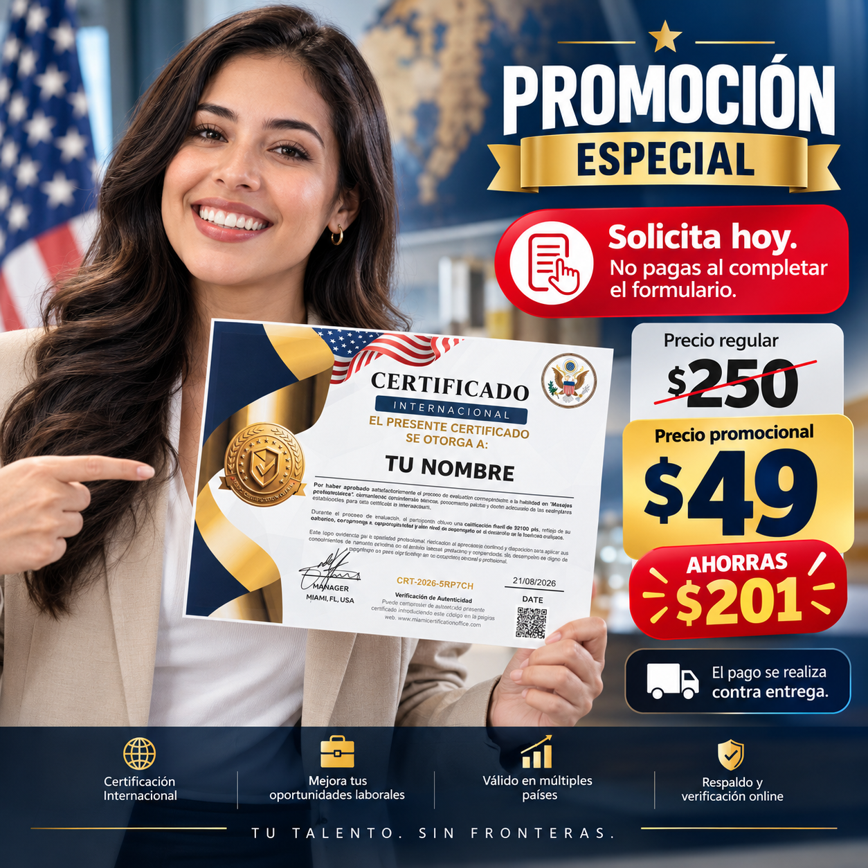 Oferta especial de certificación profesional por $49